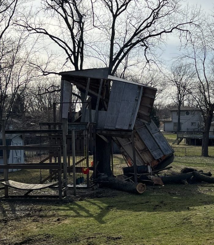 Tornado-damaged coop